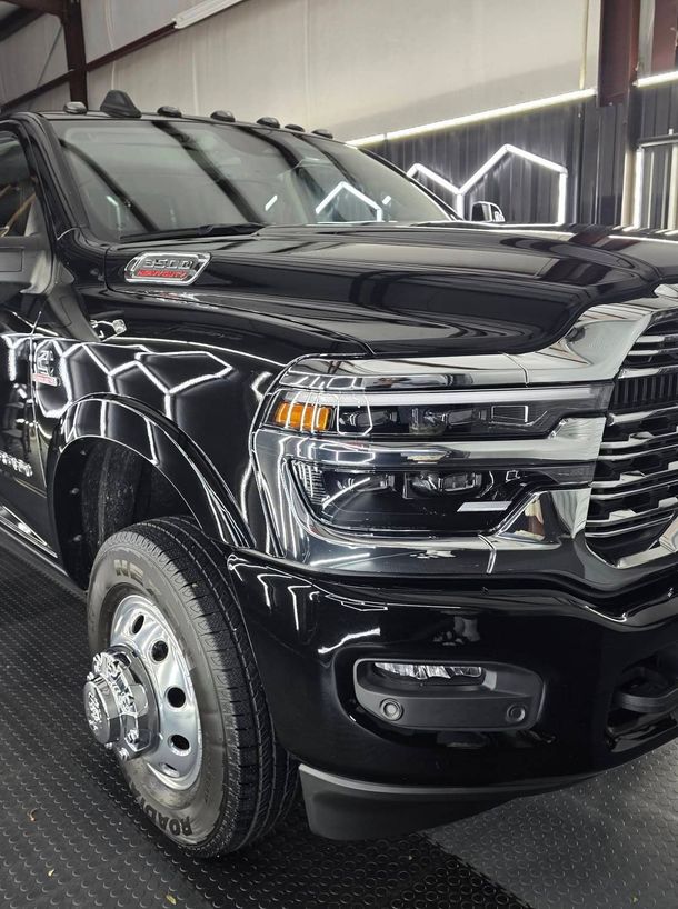 Black car in empty road